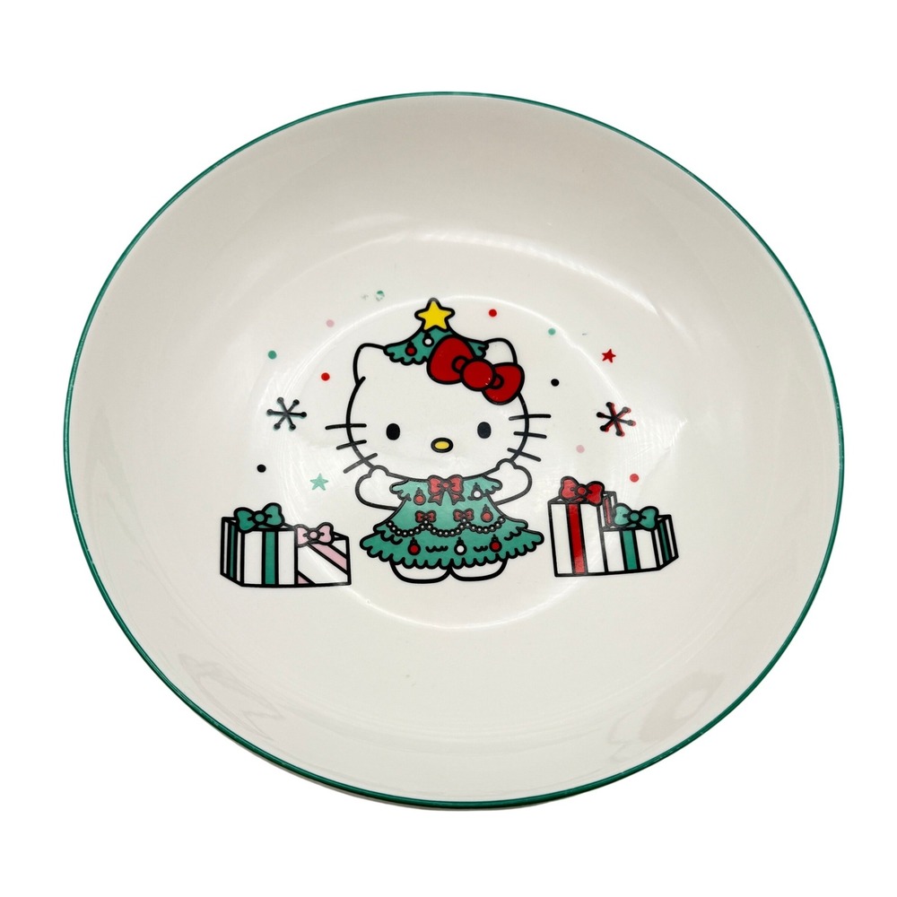Hello Kitty Christmas serving Bowl Silver Buffalo Holiday Sanrio ceramic